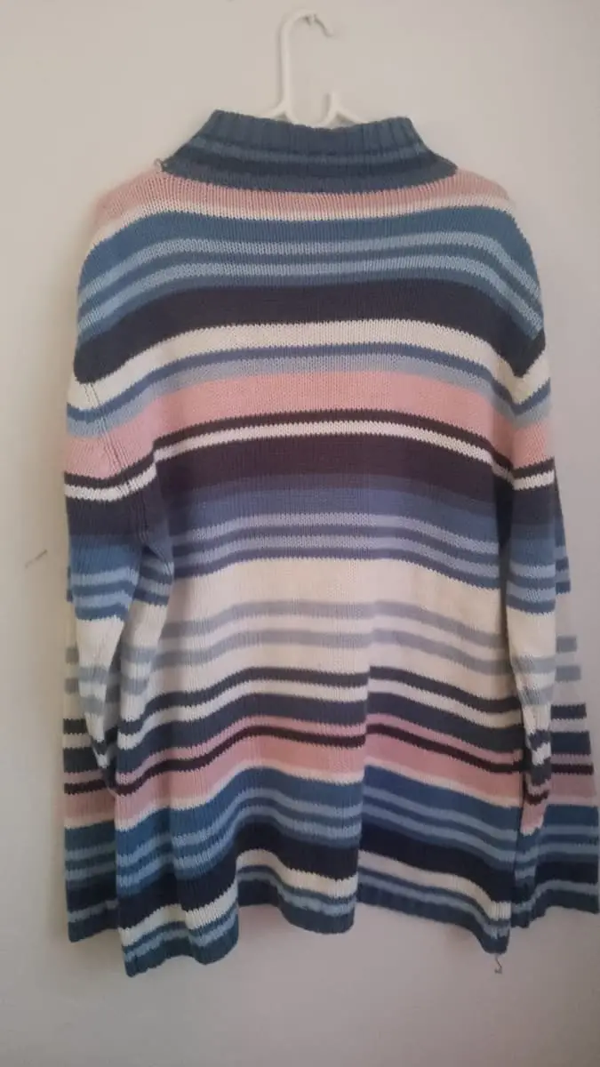 Cozy Pastel Striped Knit Jumper / Sweater - Maine New England (Size M)