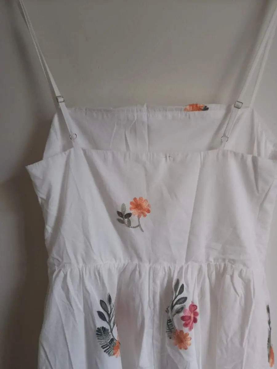 DAZY White Embroidered Floral Midi Sundress with Lining (Size M)