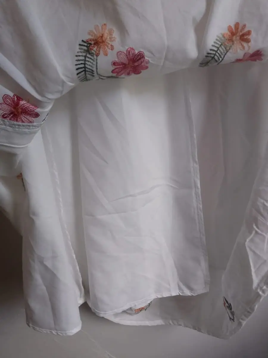 DAZY White Embroidered Floral Midi Sundress with Lining (Size M)