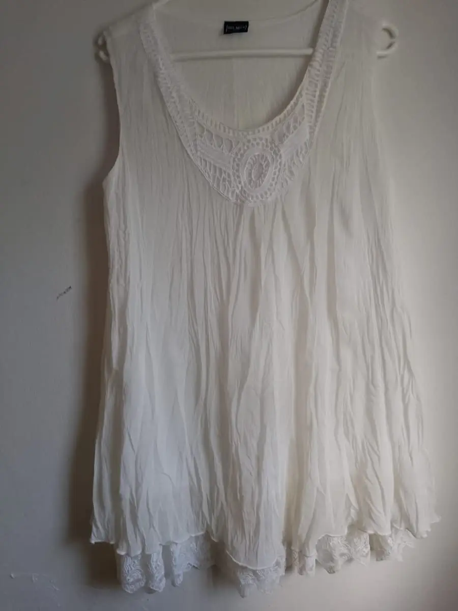 Miladys White Boho Crochet Lace Sleeveless Tunic / Mini Dress (Size 36