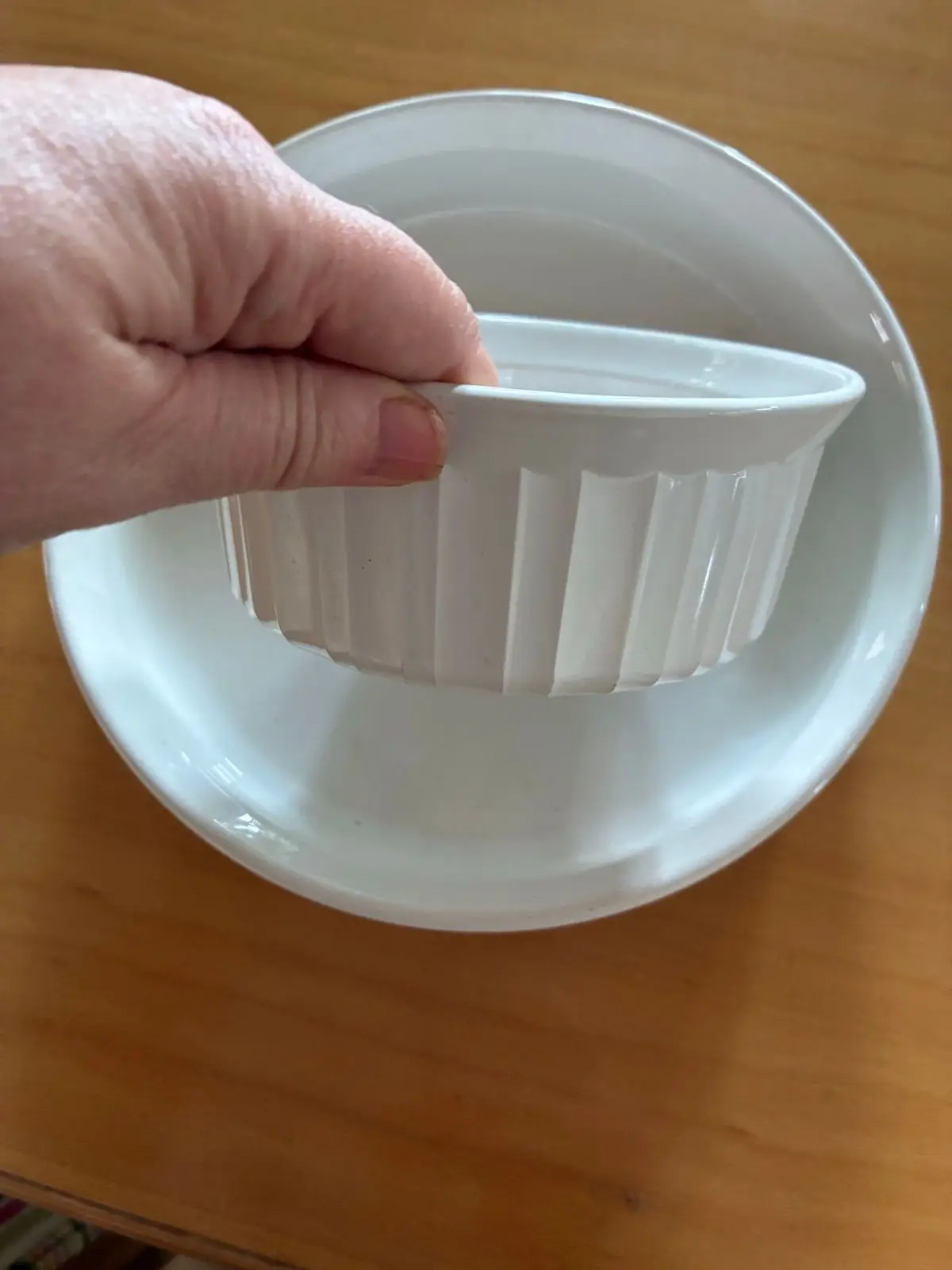 Vintage White Ceramic Fluted Ramekin