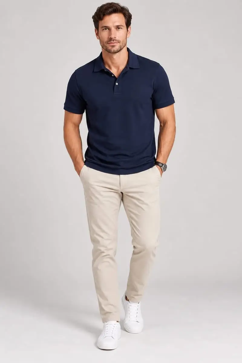 Old School Leisure Polo Shirt (Navy) - Size M - Brand New