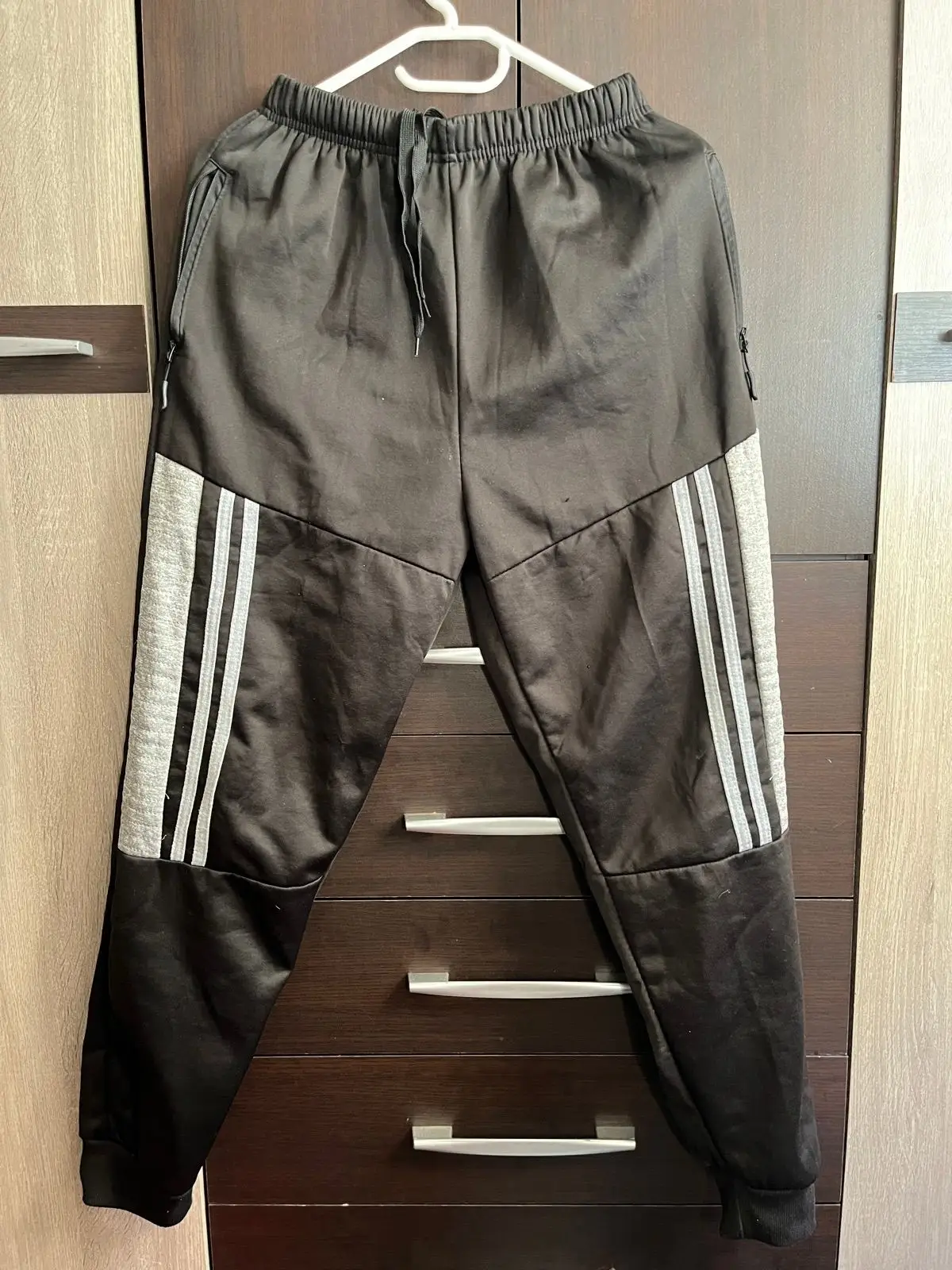 Black Athletic Joggers with Grey Stripe Detail