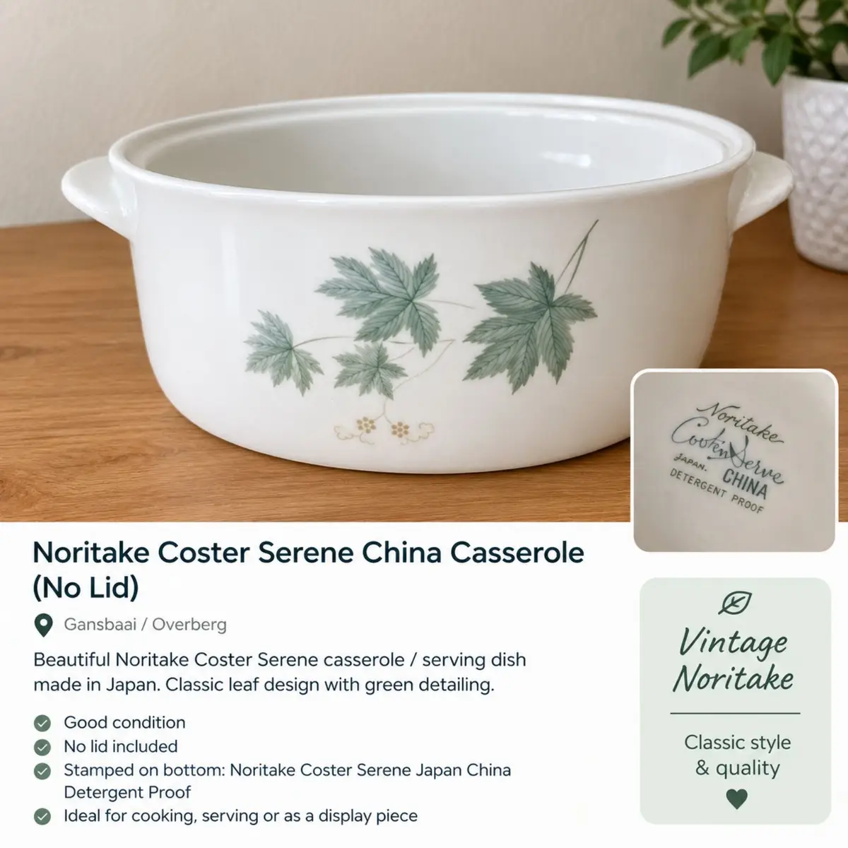 Noritake Cookin Serve Casserole Dish No Lid