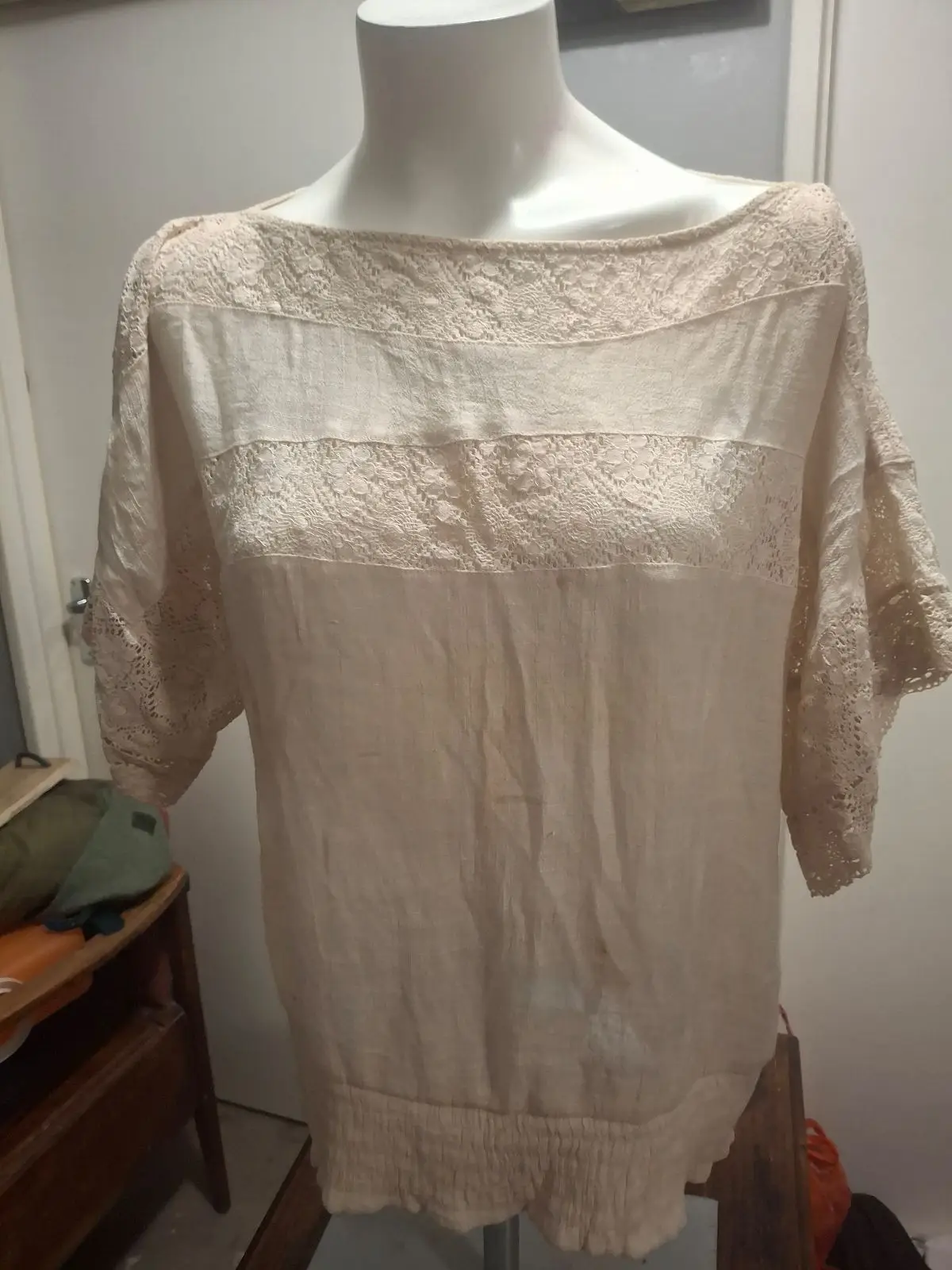 Foschini Beige Lace-Panel Top