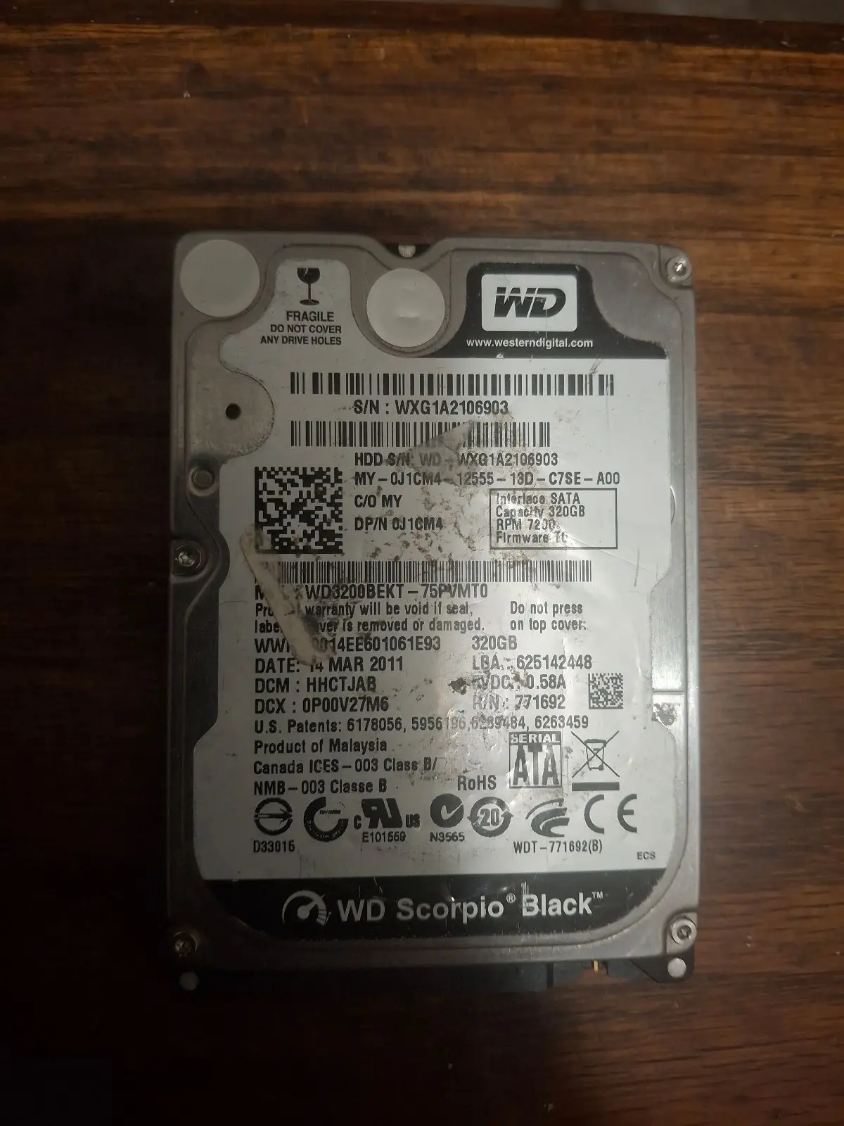 Western Digital Scorpio Black 320GB 2.5 Hard Drive