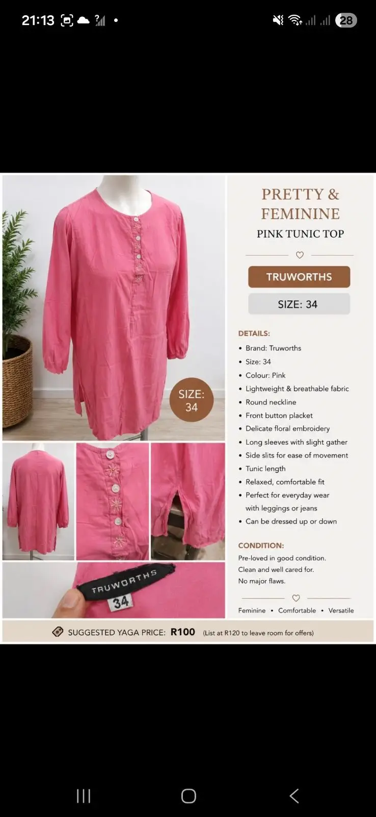 Truworths Pink Tunic Top