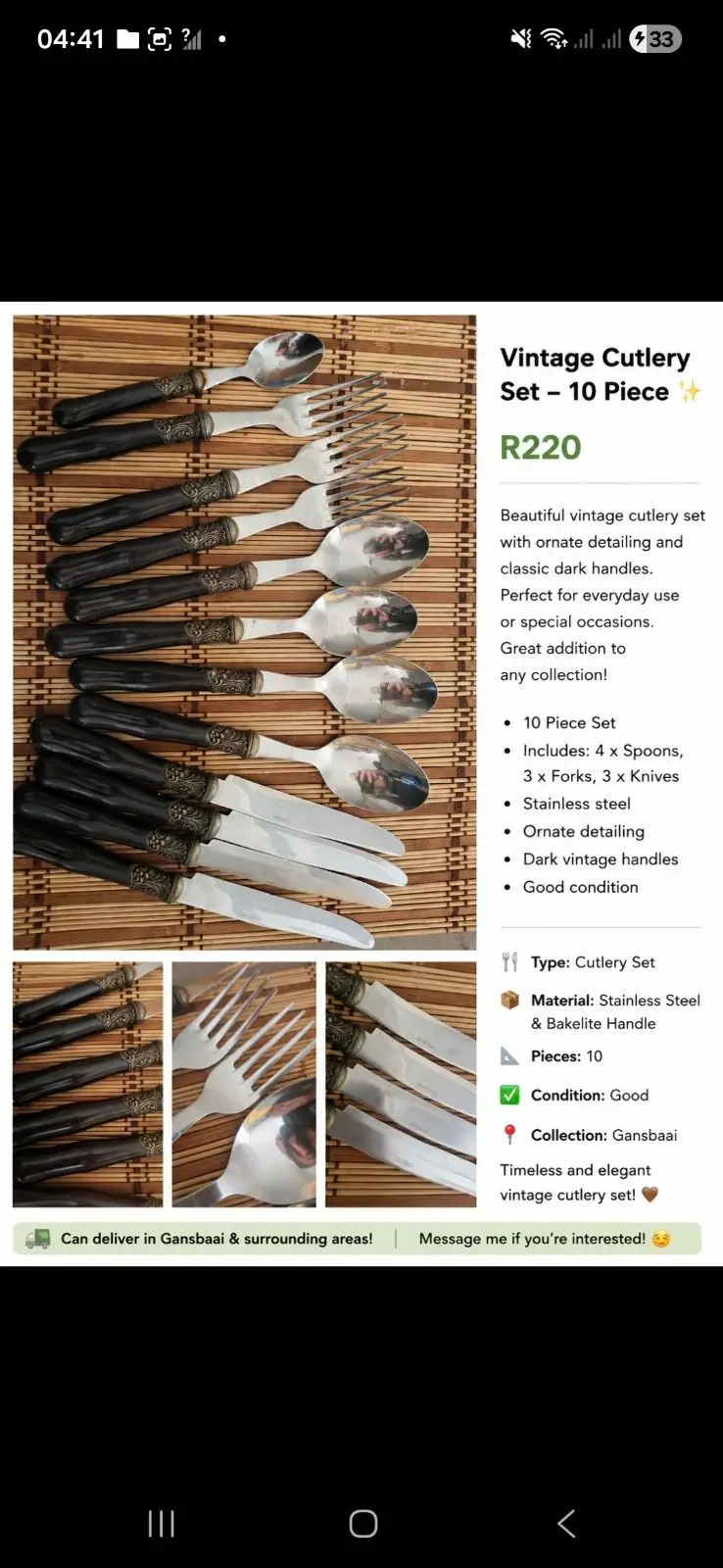 Vintage Cutlery Set 10 Piece