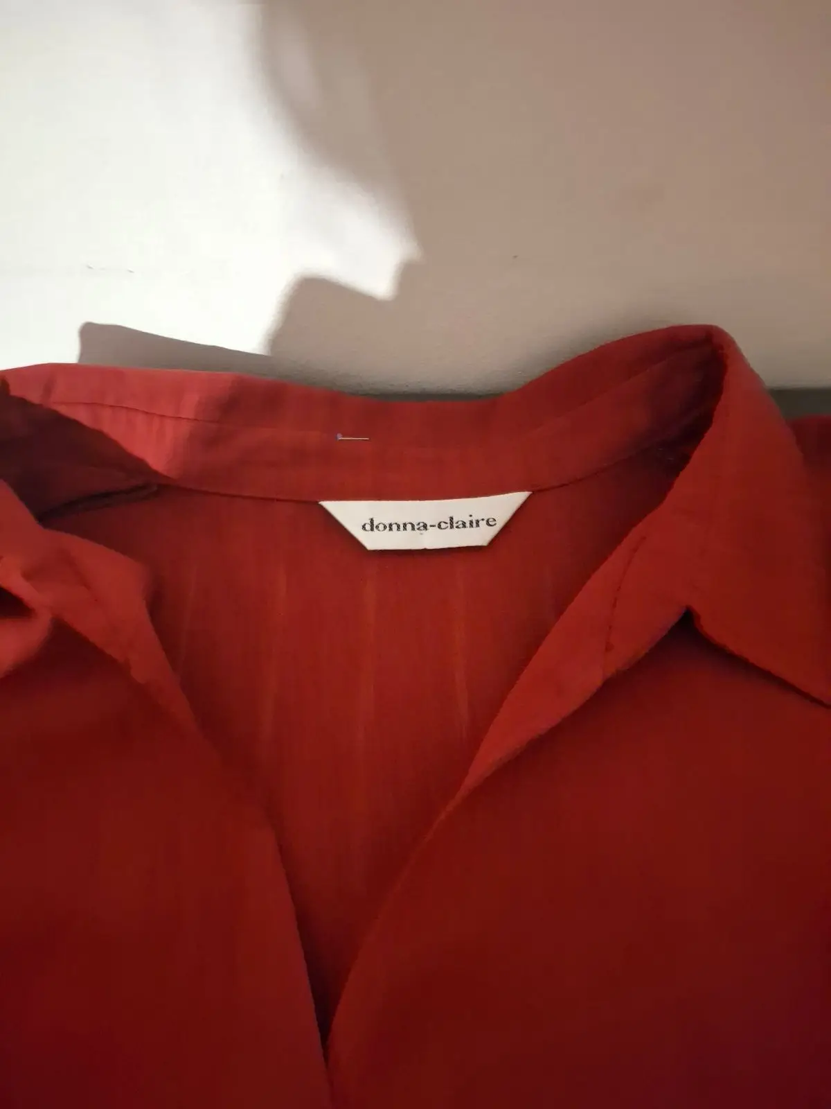 Donna Claire Terracotta Button-Up Short Sleeve Shirt