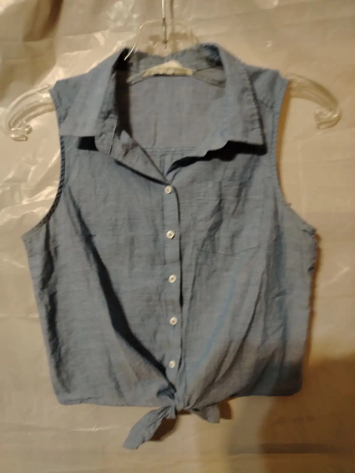 H&M Sleeveless Chambray Tie-Front Top