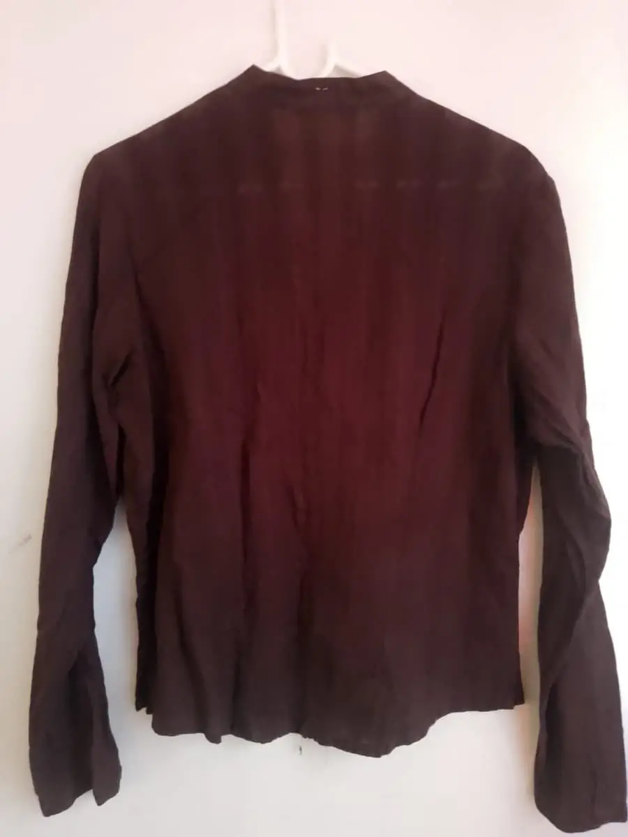 Chocolate Brown Sequin Embellished V-Neck Blouse (Size 38)