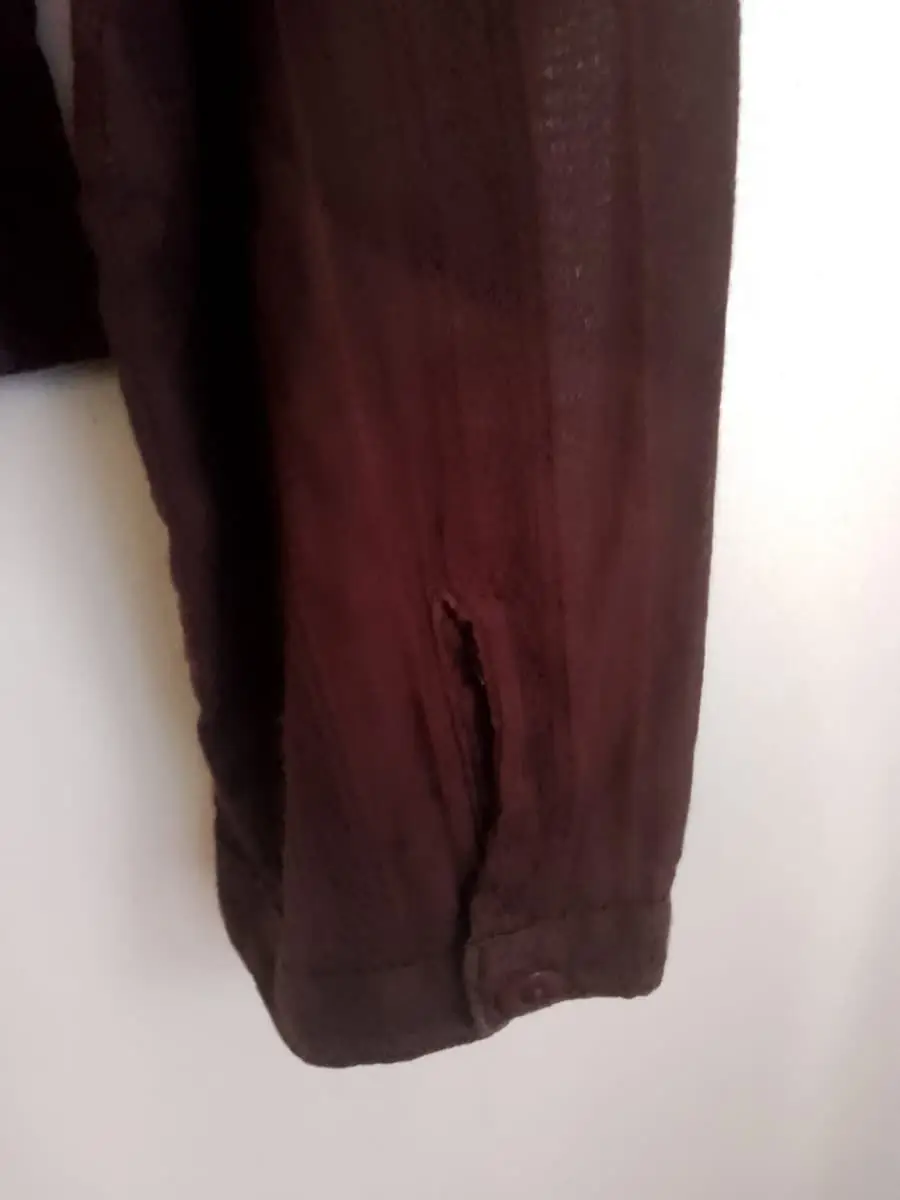 Chocolate Brown Sequin Embellished V-Neck Blouse (Size 38)