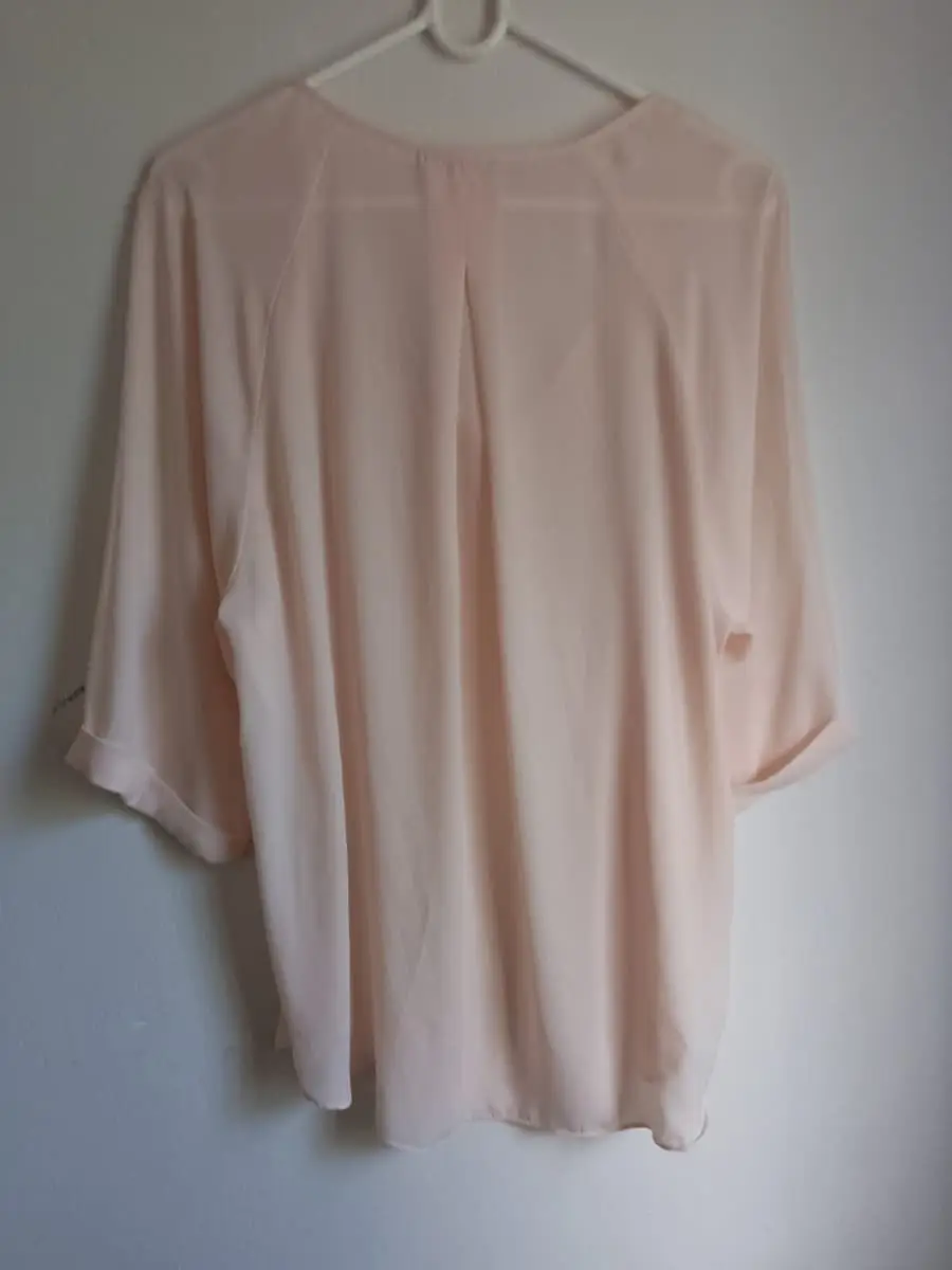 Woolworths Blush Pink Split-Neck Chiffon Blouse with Tie Details (Size 36 / 12)