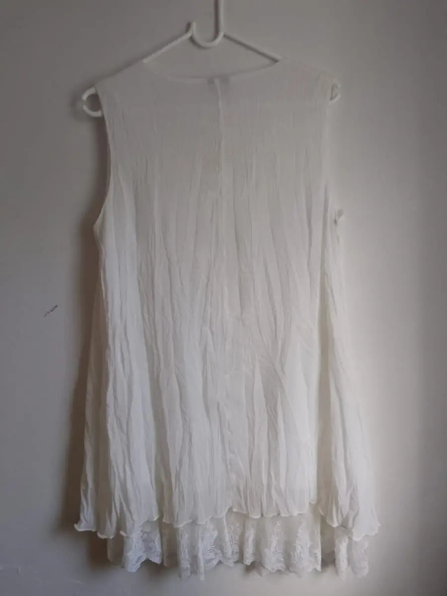 Miladys White Boho Crochet Lace Sleeveless Tunic / Mini Dress (Size 36