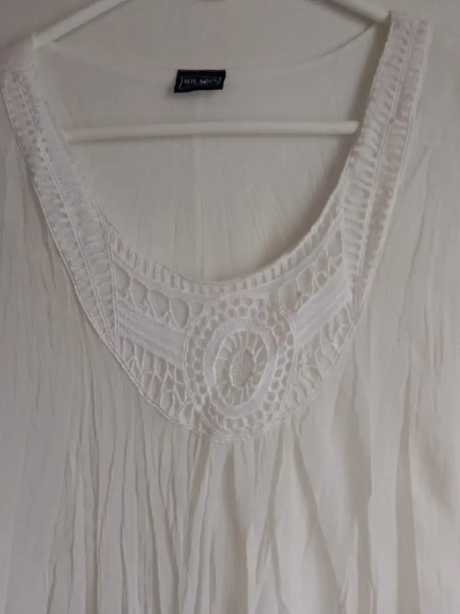 Miladys White Boho Crochet Lace Sleeveless Tunic / Mini Dress (Size 36