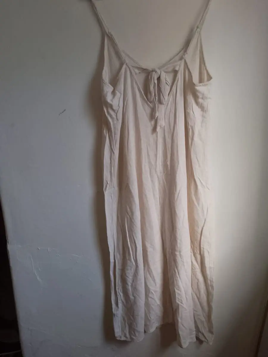 SHEIN Beige Linen-Look Tie-Back Midi Sundress (Size L / 40-42