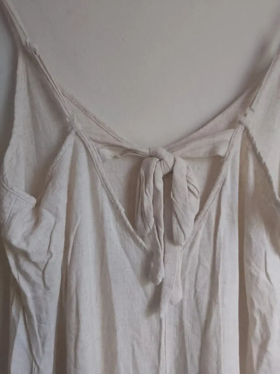 SHEIN Beige Linen-Look Tie-Back Midi Sundress (Size L / 40-42