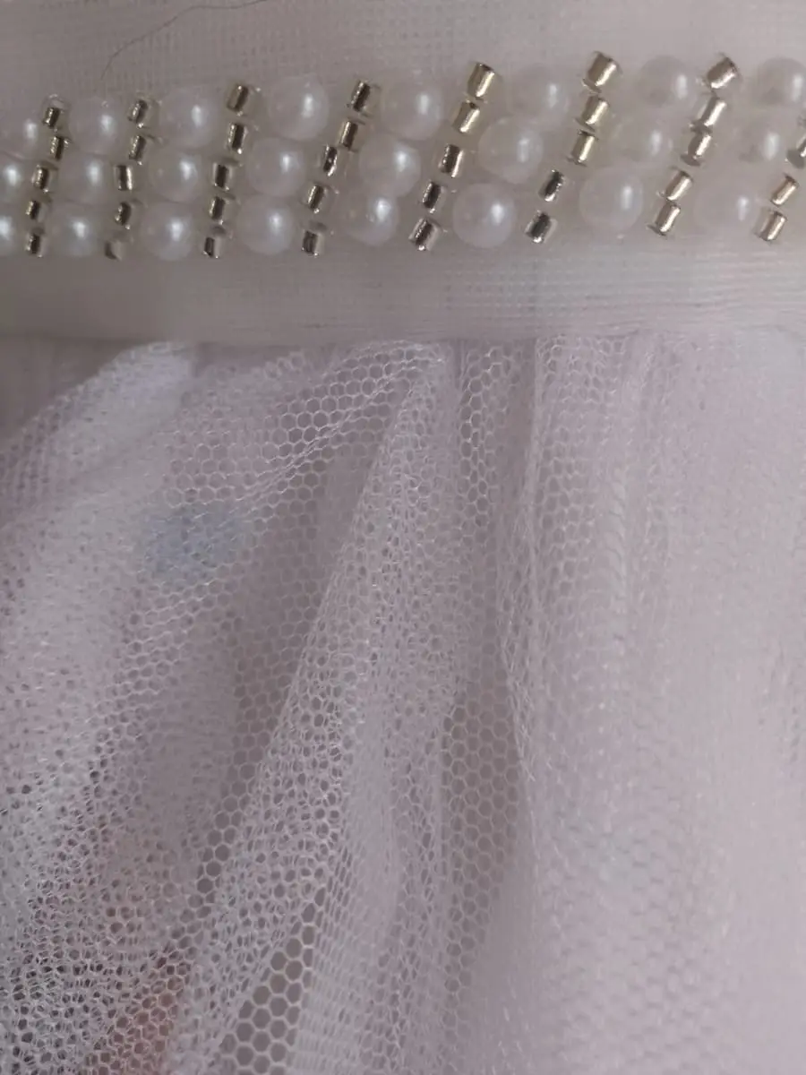 Qtee White Tulle Flower Girl / Princess Party Dress (Age 6-7) - Minor Flaw