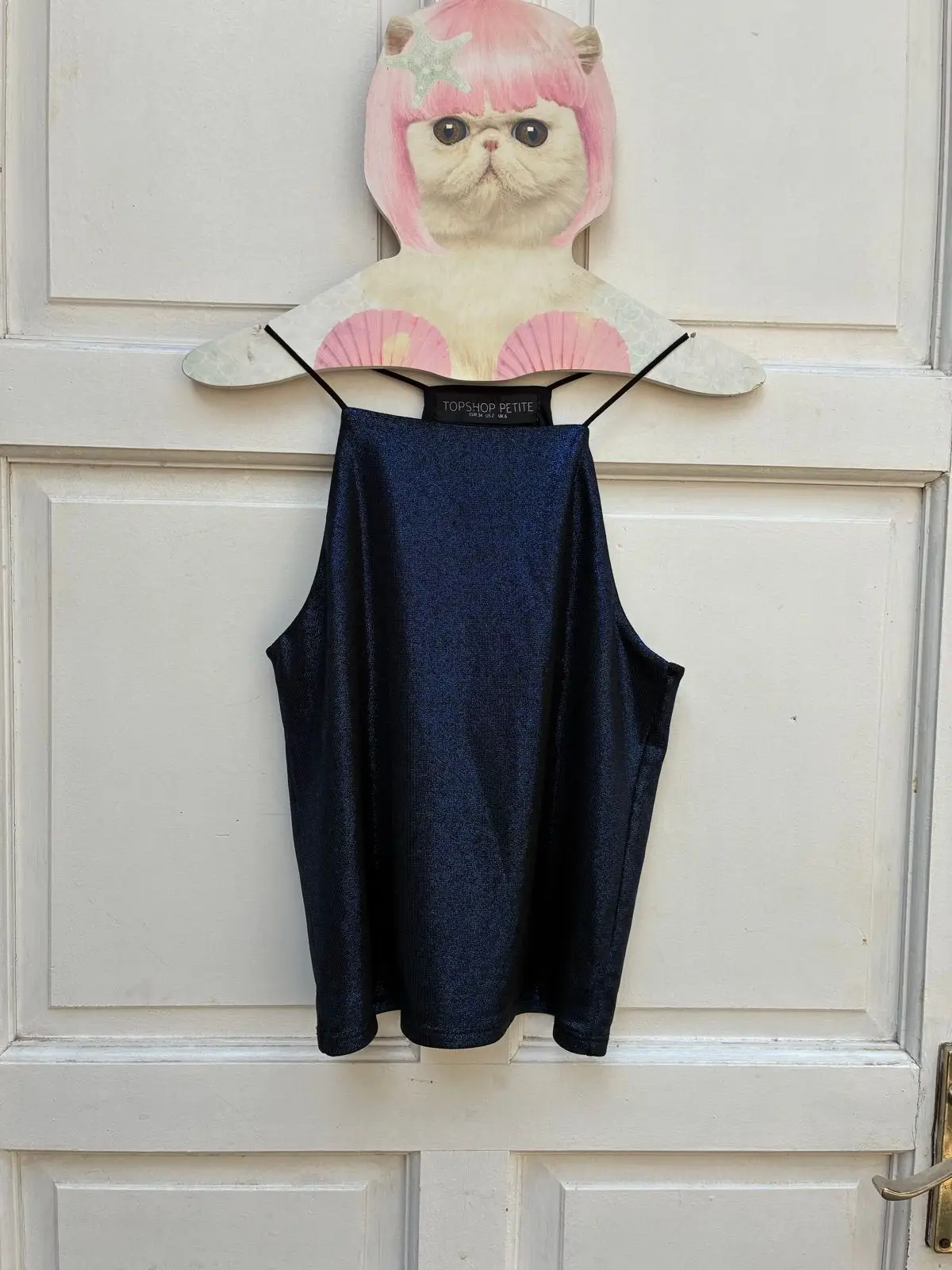 Topshop Petite Glittery Navy Camisole Top