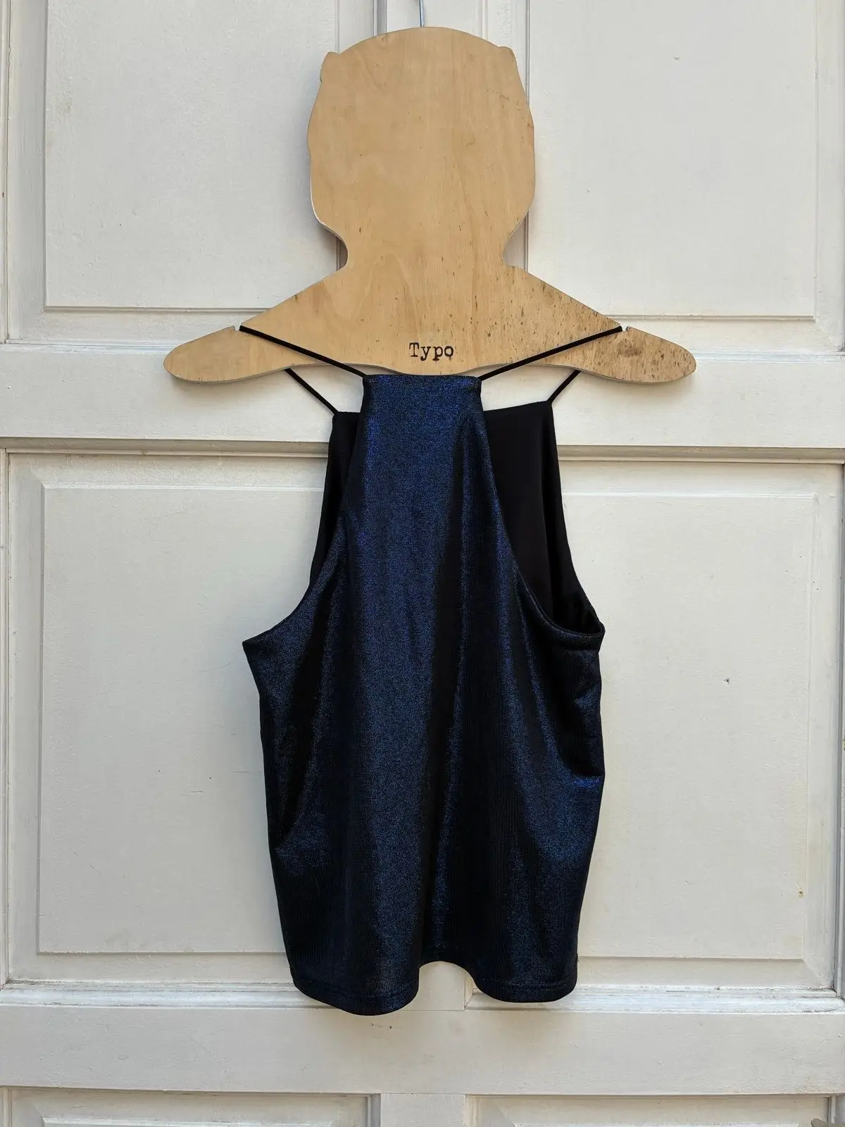 Topshop Petite Glittery Navy Camisole Top