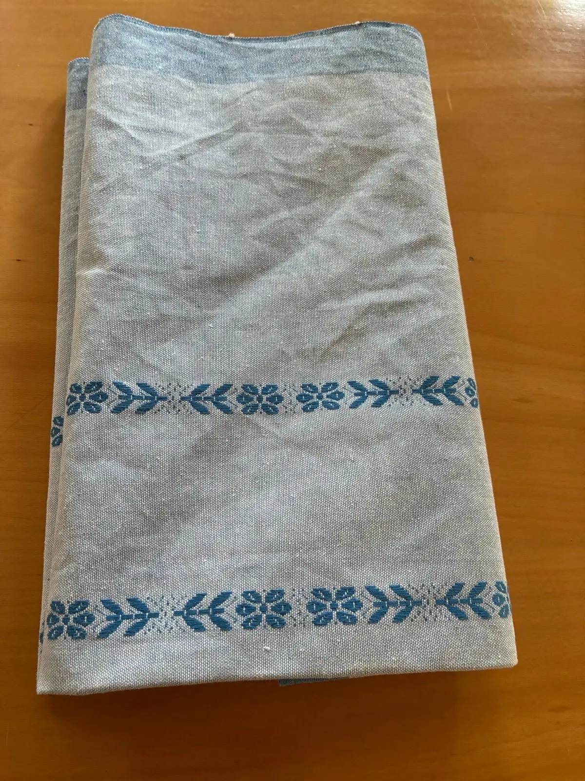 Vintage Woven Blue And White Linen Cloth