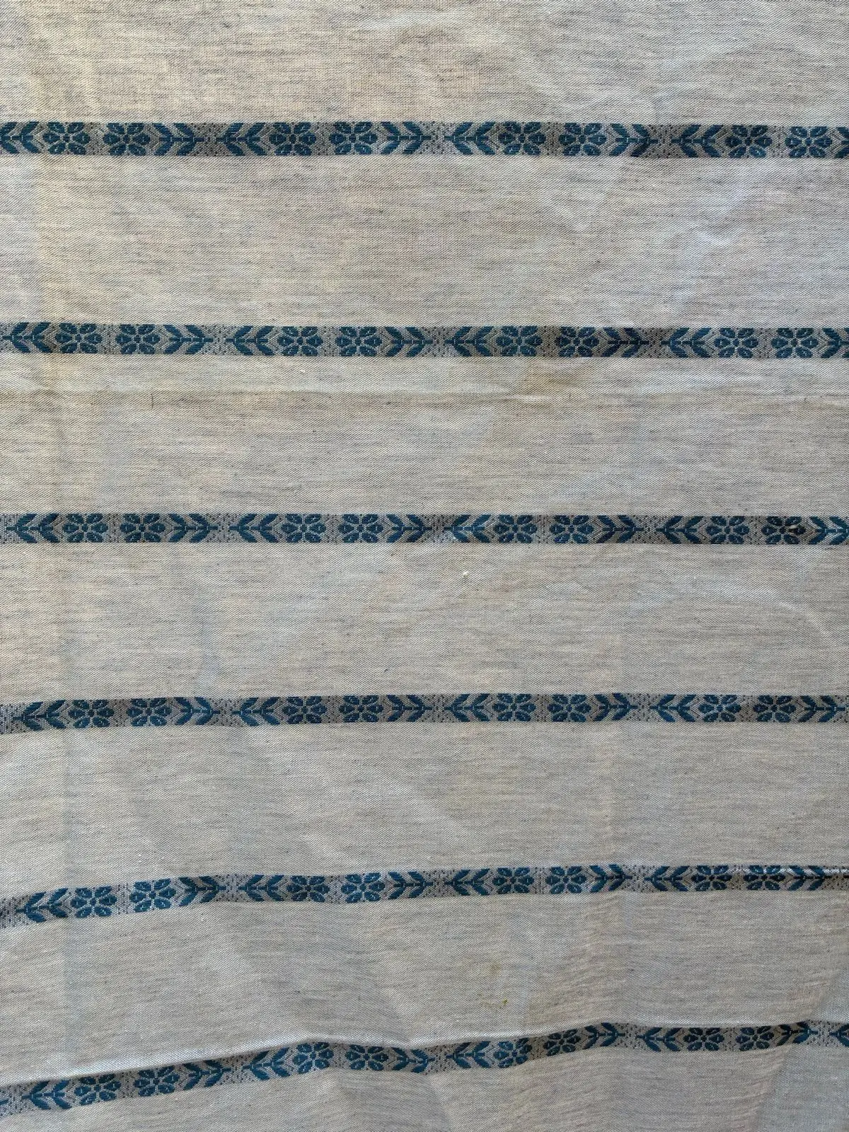 Vintage Woven Blue And White Linen Cloth
