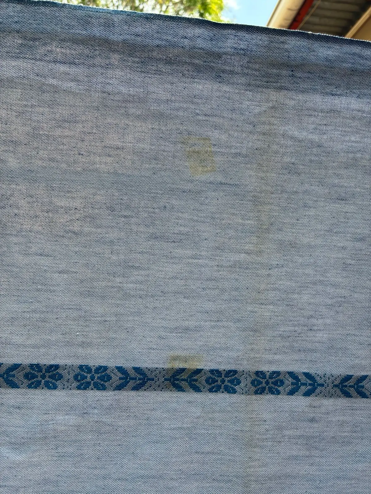 Vintage Woven Blue And White Linen Cloth