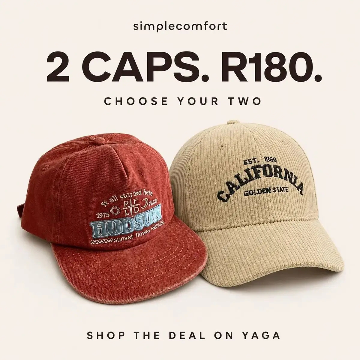 Hudson Red Embroidered Cap