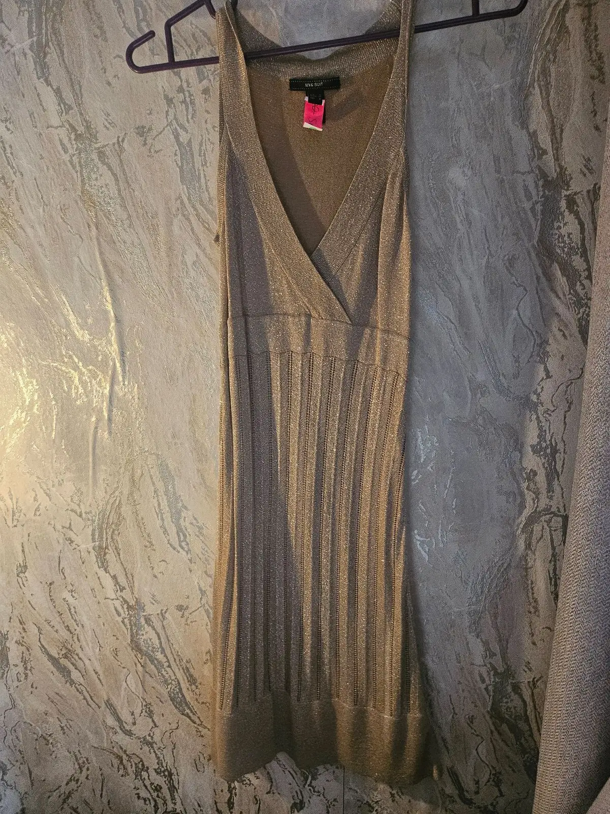 Mango Suit Metallic Gold Sleeveless Dress