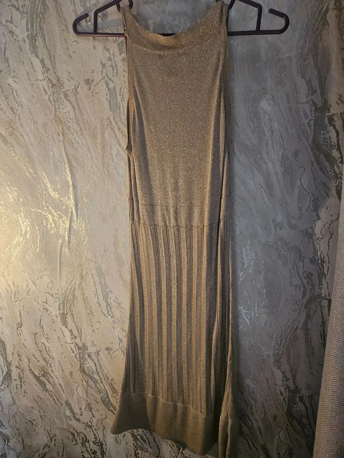 Mango Suit Metallic Gold Sleeveless Dress