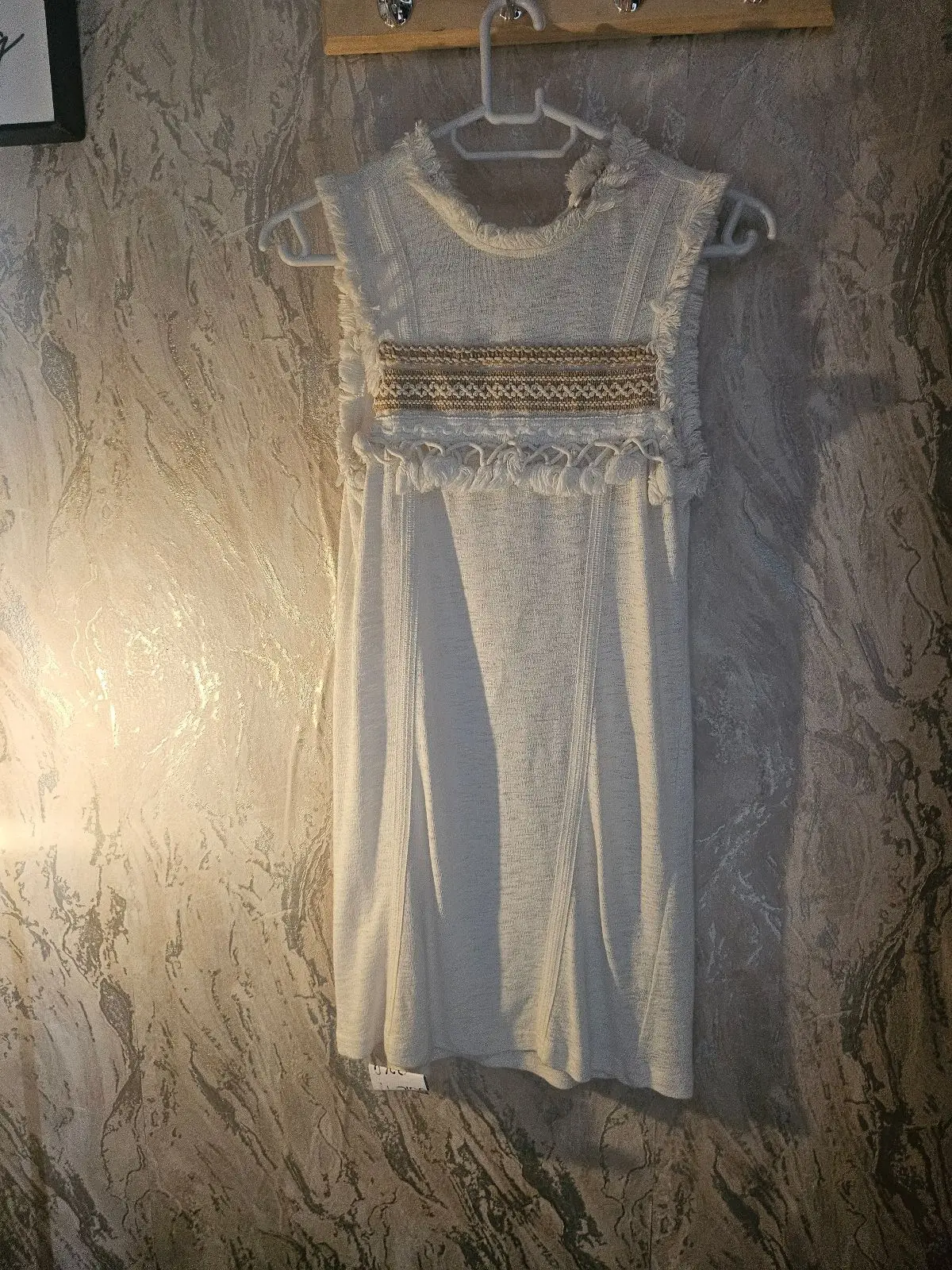 Topshop Sleeveless Textured Dress Off-White