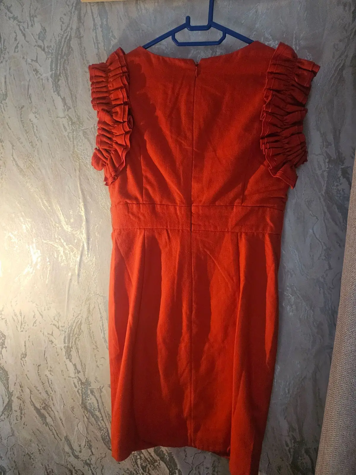 Only Orange Ruffled Sleeves Dress
