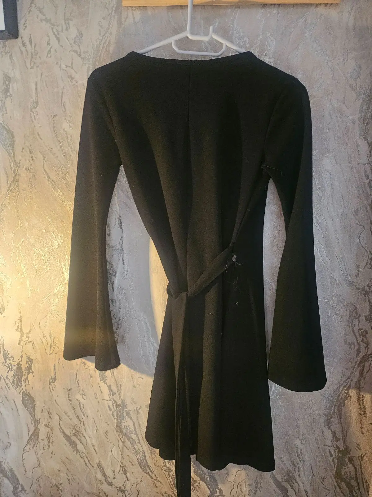 Daily Friday Black Wrap Dress with Lace Trim