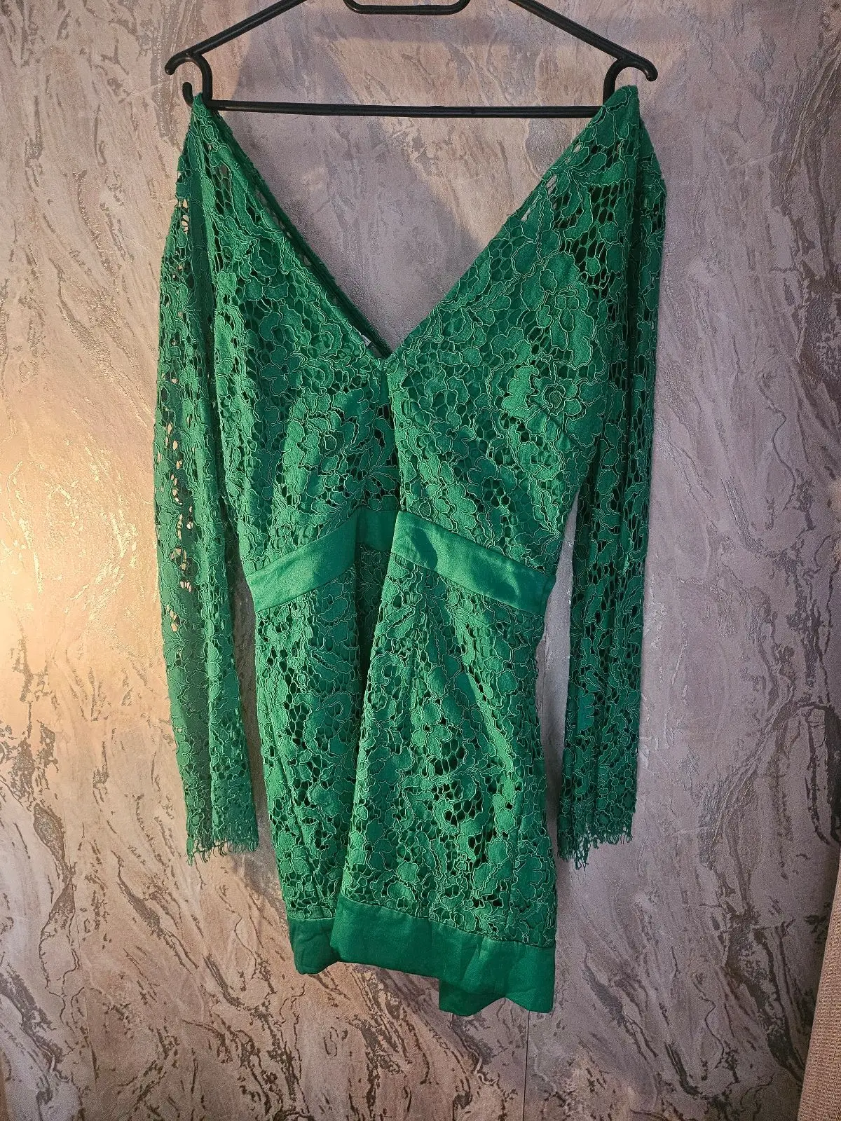 Green Lace Long Sleeve Dress