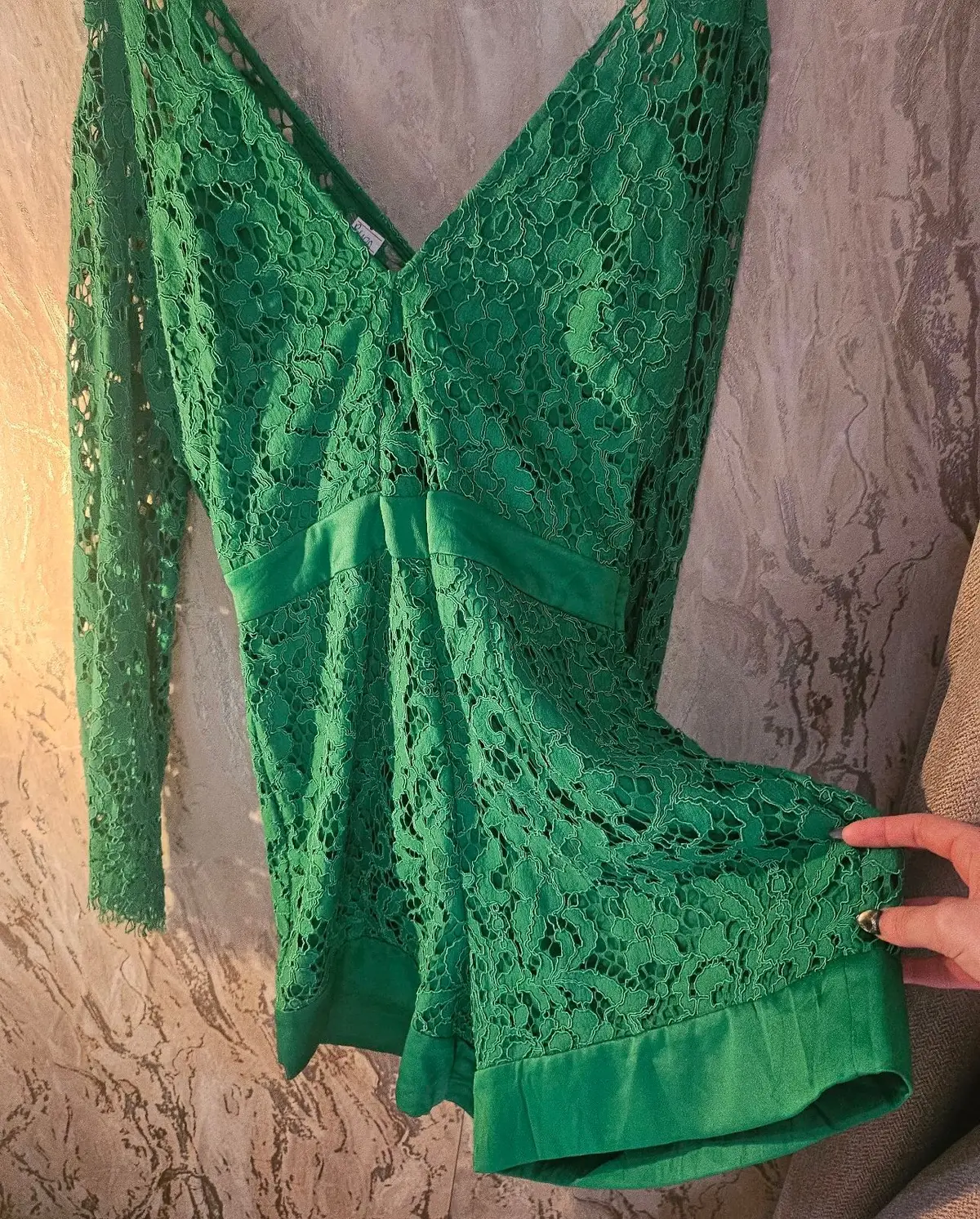 Green Lace Long Sleeve Dress