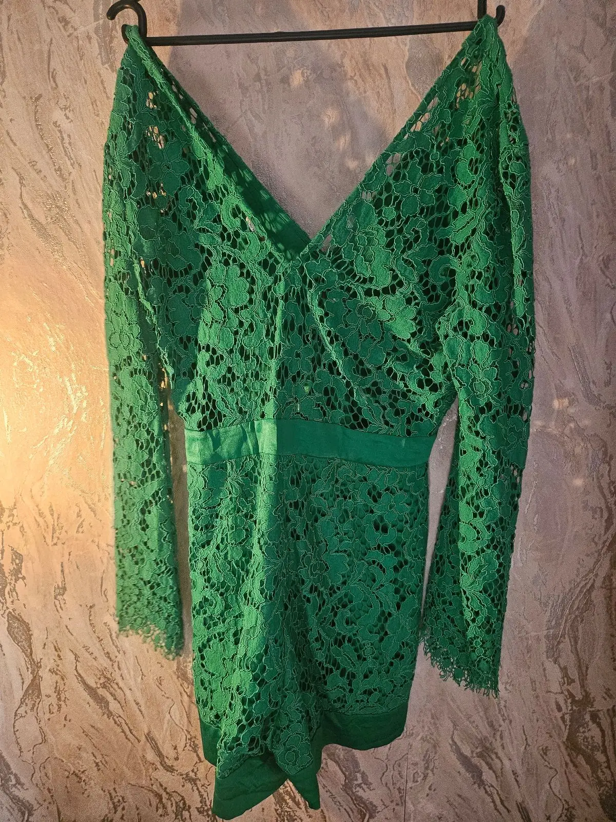Green Lace Long Sleeve Dress