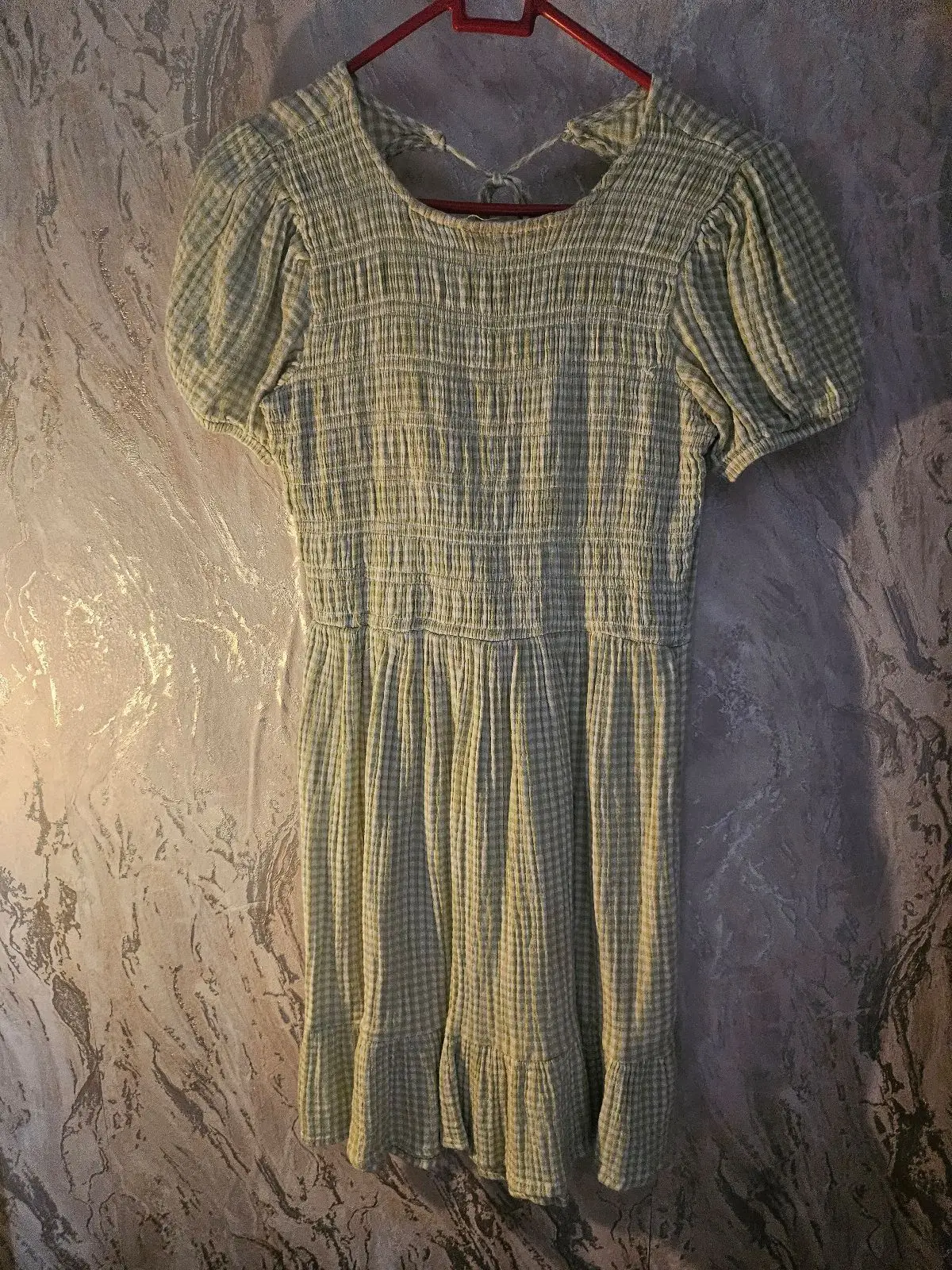 Cotton On Green Gingham Smocked Dress