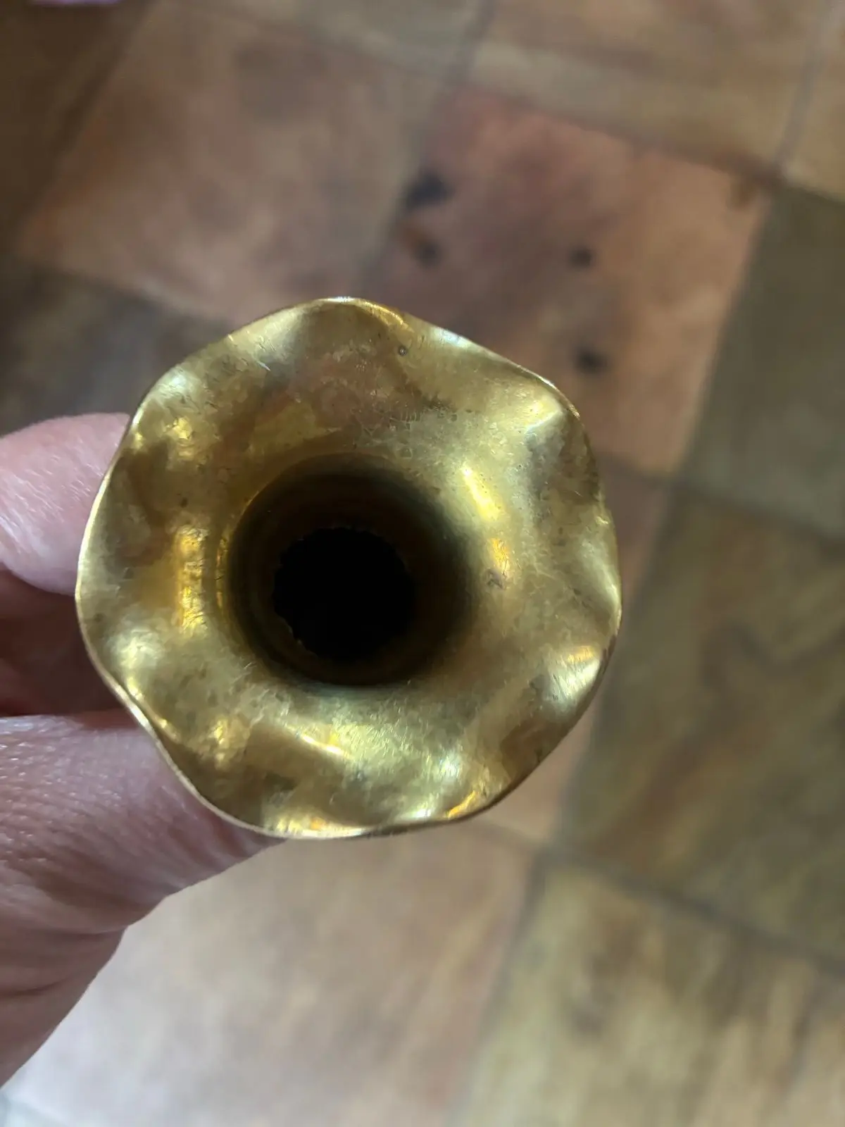 Vintage Etched Brass Vase / Chalice