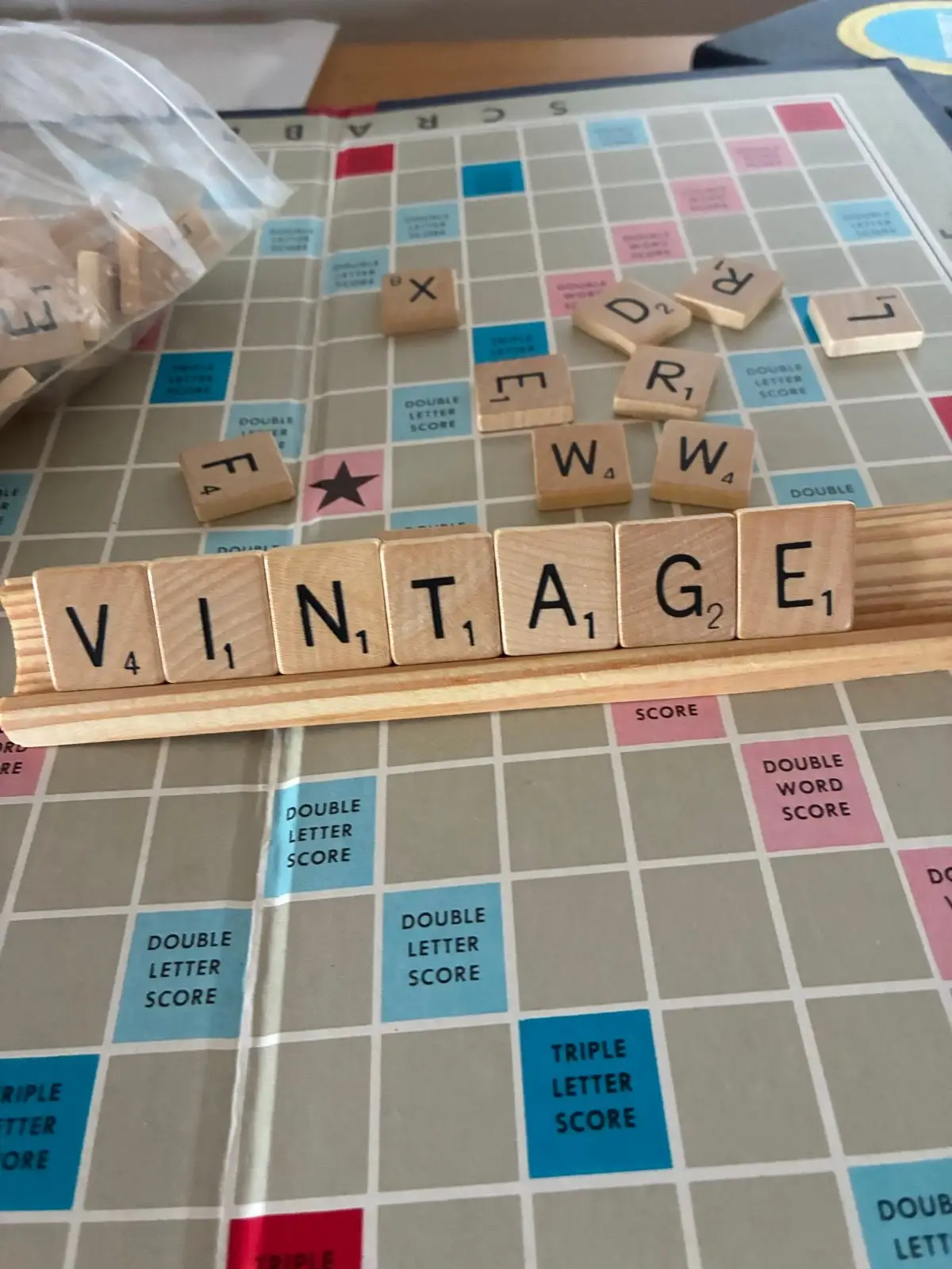 Vintage Scrabble Board Game with Wood Tiles
