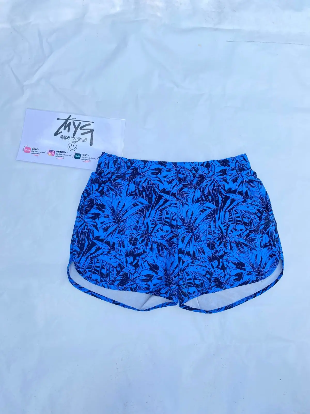 Columbia Blue Tropical Leaf Athletic Shorts