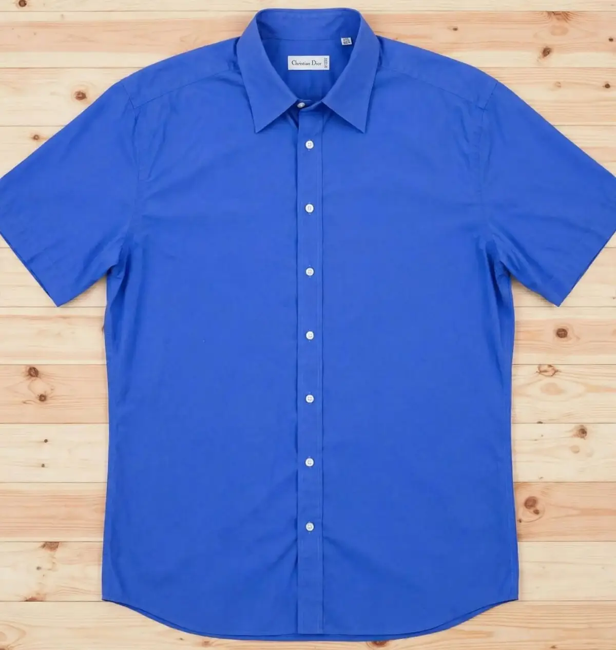DIOR Christian Dior Blue Short Sleeve Button-Up Shirt