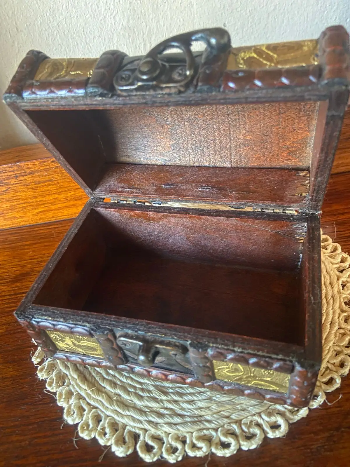 Decorative Wooden Treasure Box with Metal Clasp