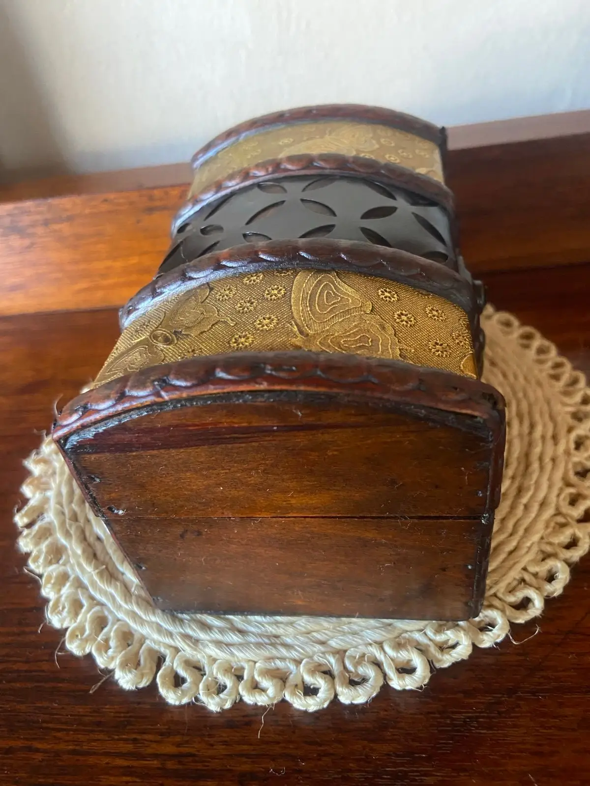 Decorative Wooden Treasure Box with Metal Clasp