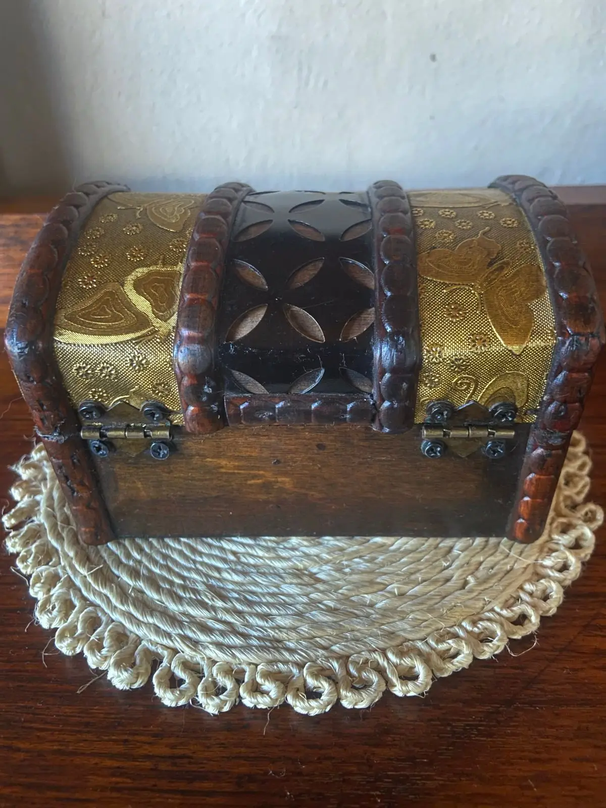 Decorative Wooden Treasure Box with Metal Clasp