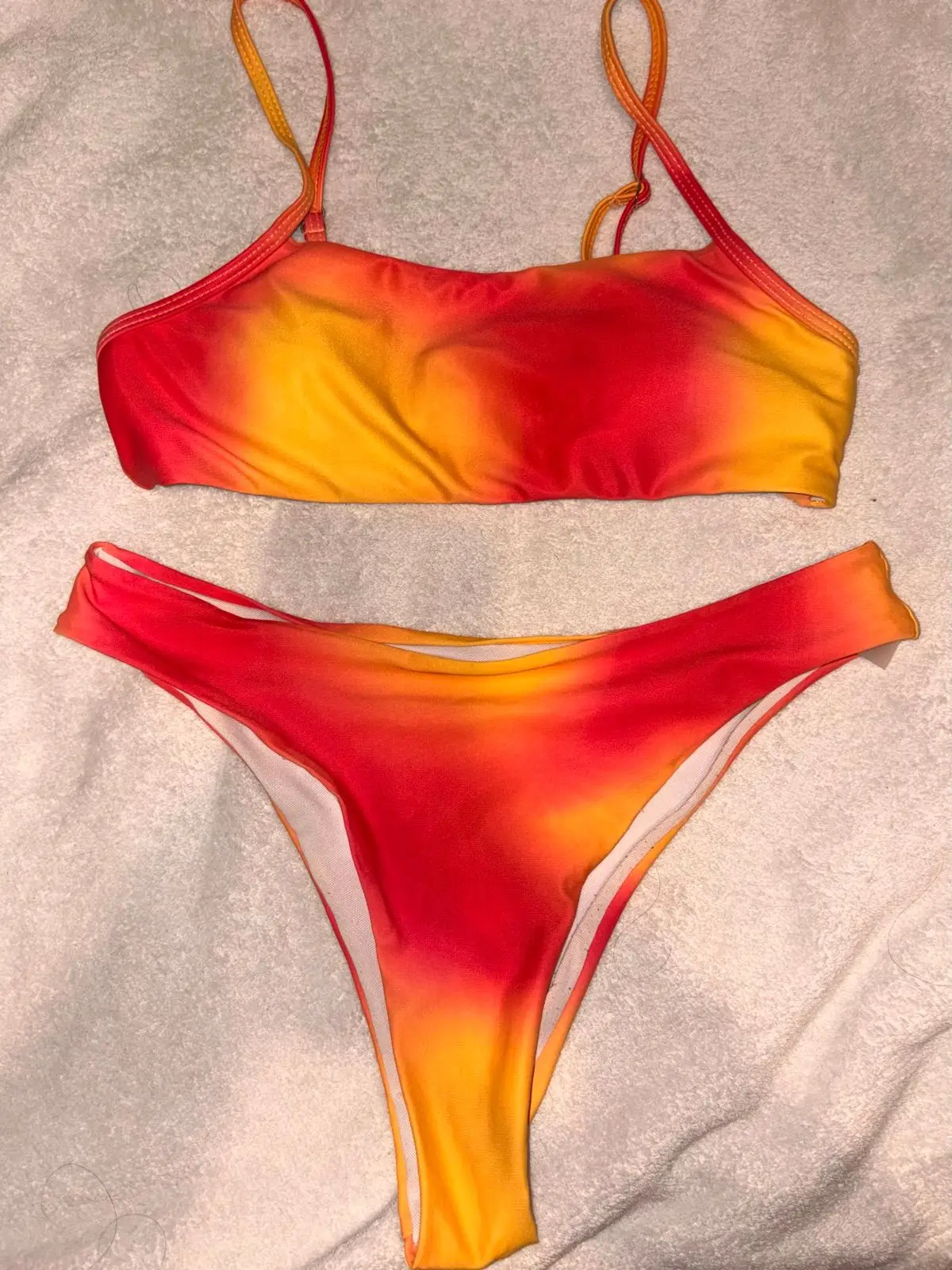 Red and Yellow Ombre Two-Piece Bikini Set