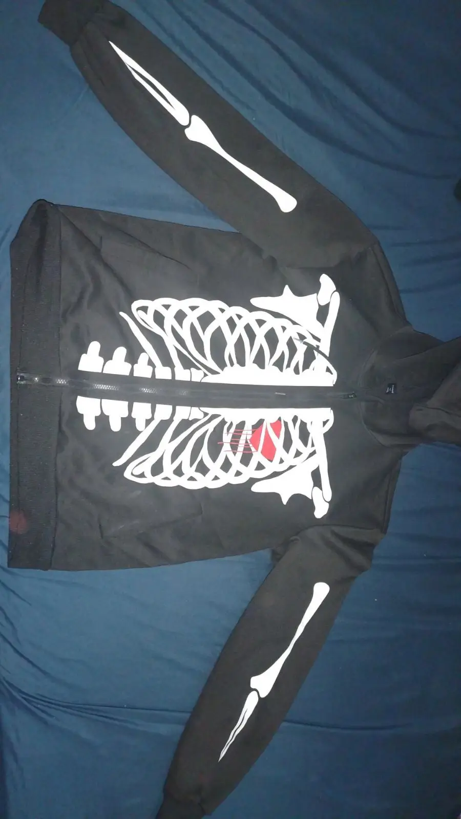 Black Skeleton Zip-Up Hoodie