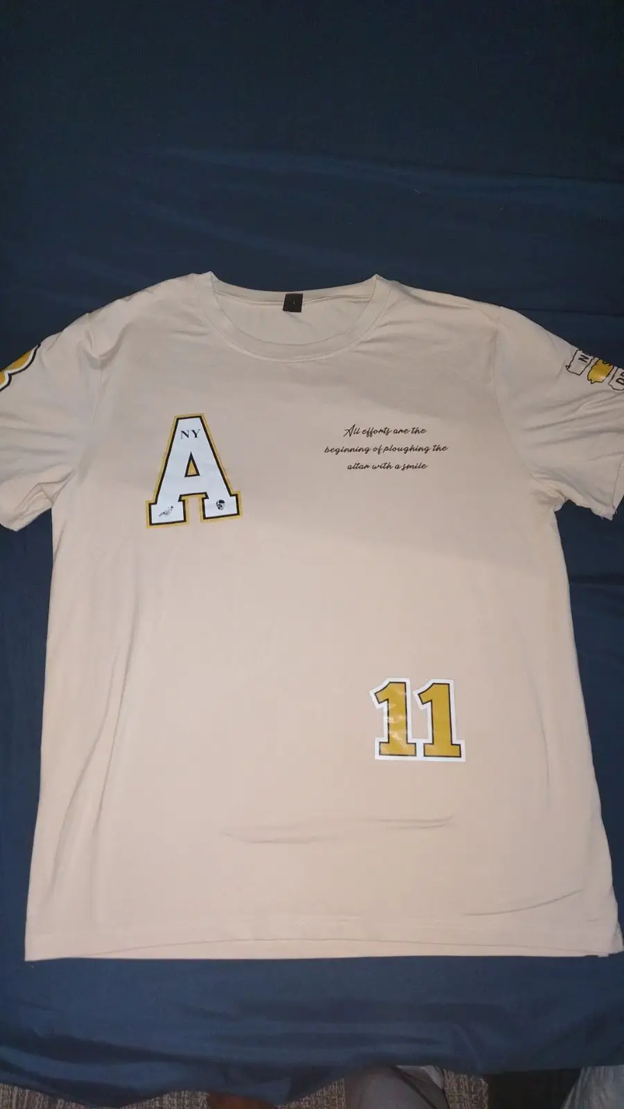 Beige Graphic T-Shirt Letter A and 11