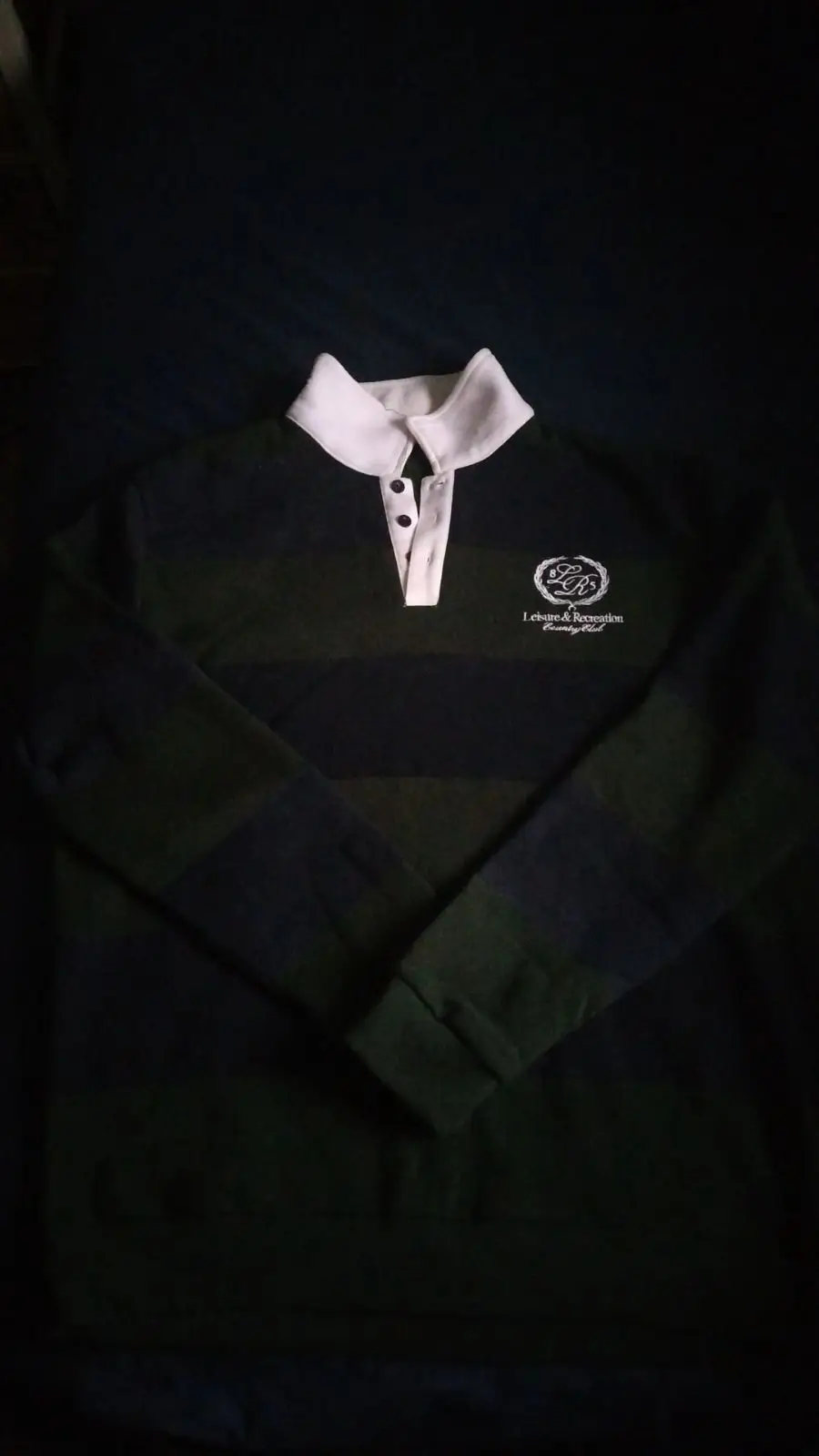 H&M Green and Navy Striped Rugby Shirt
