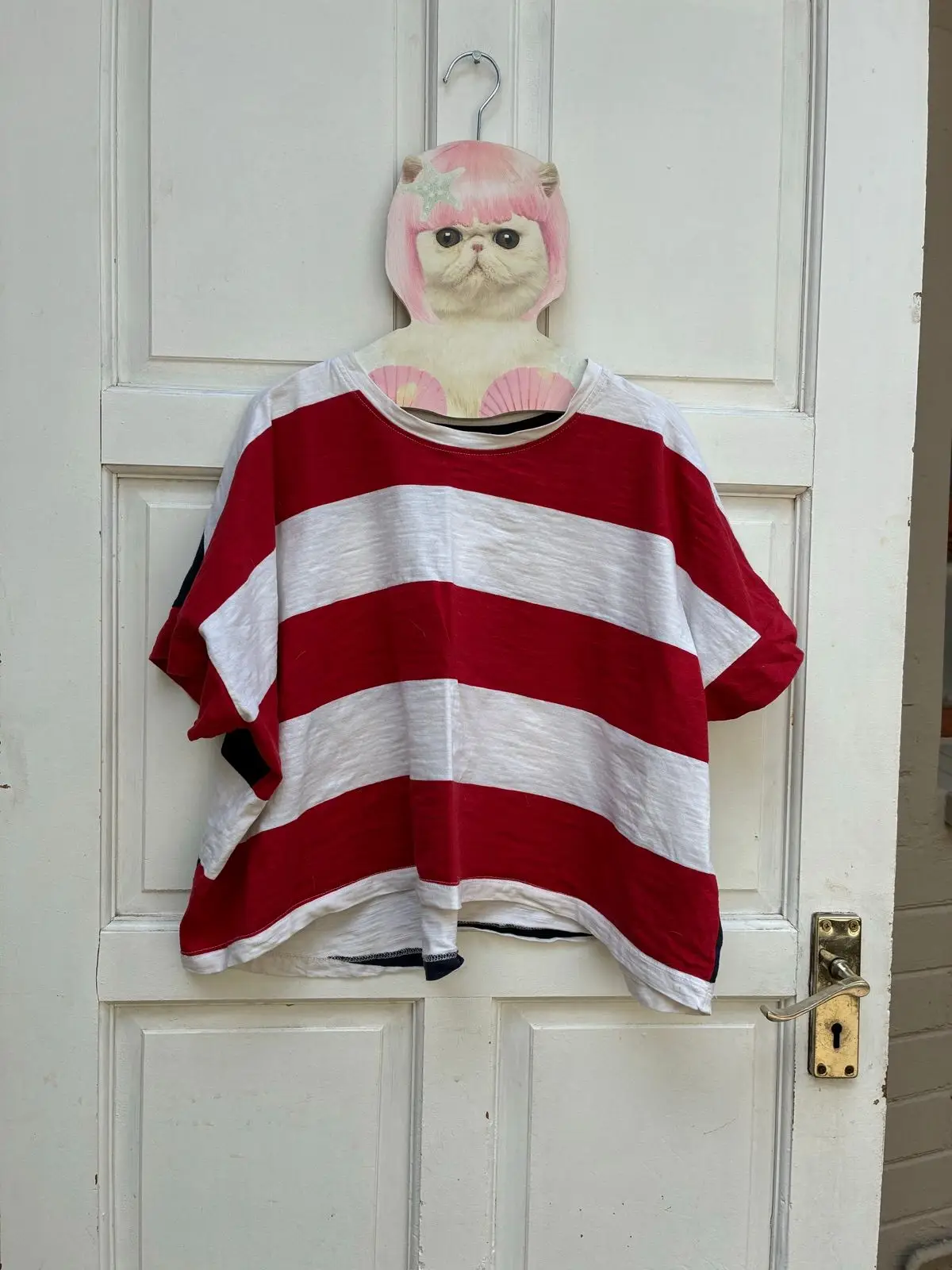 Red and White Striped Oversized T-Shirt