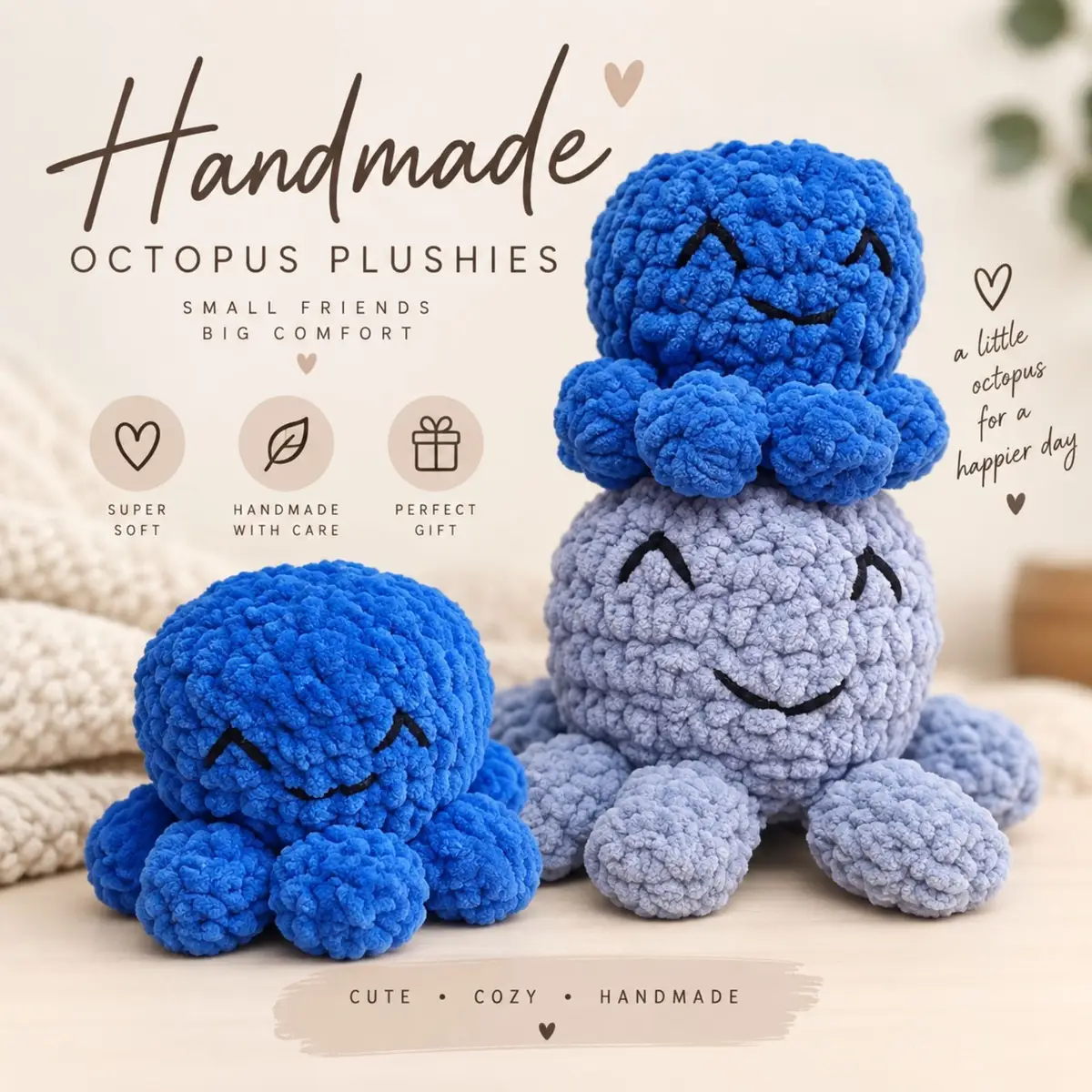Handmade Crocheted Octopus Plushie